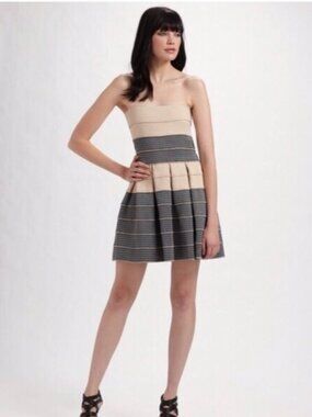 Pleasure Doing Business Strapless Textured Fit & Flare Dress XS